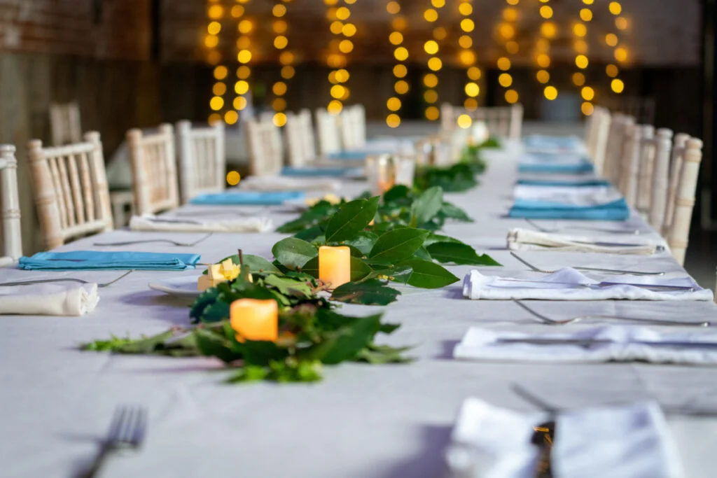 Table setting for event hire at Henham Park, Suffolk