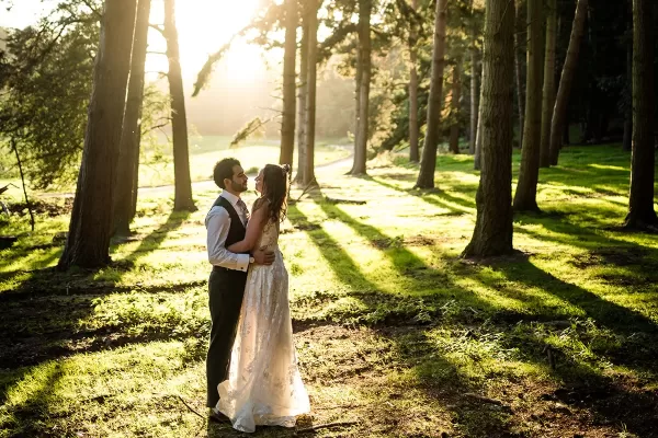 Wedding barns inspiration – a couple in the woodland near Henham Barns Wedding barns inspiration - a couple in the woodland near Henham Barns